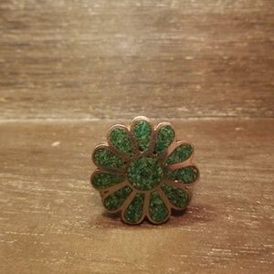 Vintage Sterling Silver and Turquoise Flower Ring
